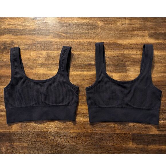 Set of 2 Quince Women’s XS Bralette Pullover Wireless Ribbed Stretch Tank Bra - Picture 4 of 11